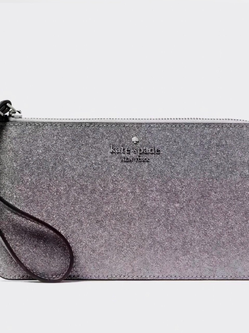 Kate Spade Medium L Zip Wristlet Glitter Mixed Lunar High T8D Lucy $139 NWT